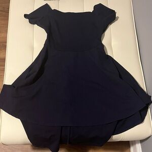 Sarin Mathews Navy Blue Off the Shoulder High Low Dress Size Large